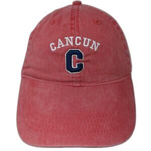 OTTO CAP Baseball Cap Red One Size Cancun Embroidered Slideback Cotton Hat